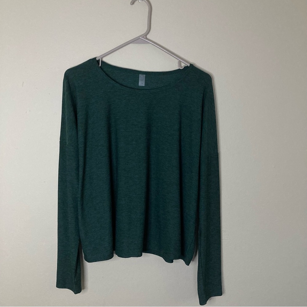Beyond Yoga Featherweight Morning Light Pullover Dark Green Large